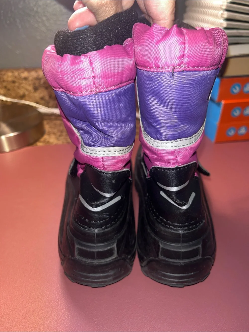 totes Kids Pink and Purple Waterproof Winter Boots